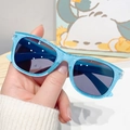 Kids trendy light blue glitter square sunglasses with dark grey lenses for stylish wear - Blue Glitter Grey Lens