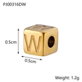 Detail of 0.5cm golden stainless steel bead with letter W engraving for DIY jewelry - Letter W / Gold