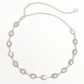 Cintura a catena argento con maglie ovali in cristallo e chiusura a moschettone - Stile Cristallo Ovale (19459)