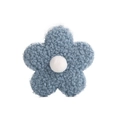 Blue teddy fleece flower 8cm double-sided floral accessory with white plush center - 8cm Double-sided (Teddy Velvet) / Blue