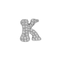 Sparkling silver-plated micro-pave letter K pendant with white crystals for jewelry DIY - Silver K