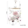 Pink and white plush clouds baby mobile with wooden ring and pom poms, 20x46cm size - Pink Cloud Star Mobile