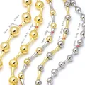 Minimalistische Halskette mit Gold- und Silberkugeln, 10-16mm Perlen für Damen - Stil C (10mm Perle/26.6g)