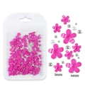Pink resin 5-petal flower nail charms with silver and pearl beads in 3mm and 6mm sizes - Peach Pink Flower With Silver Bead