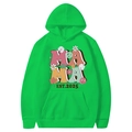 Sweat à capuche vert vif Mama Est. 2025 avec fleurs vintage et symboles de paix - Vert Fruit