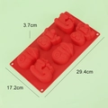 Molde de silicona roja navideña con formas de Papá Noel y renos con medidas - YH349-Rojo 8 Cavidades Papá Noel Reno