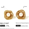 Dimensioni e peso degli orecchini vintage a fiore cavo dorati con perla centrale - Stile Spirale Perla (NB-E1687) / Oro 18K
