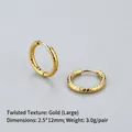 Golden stainless steel hoop earrings featuring 2.5x12mm spiral texture design - Twisted Pattern (Large) / Gold