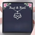 Silver infinity heart necklace with Aunt and Niece card in a premium black gift box - With Card