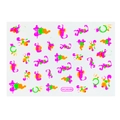 Detailed close-up of fluorescent nail art stickers with pink and green floral patterns - WG6086 (Abstract)