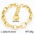 18K vergulde schakelarmband met hartvormige hanger en een stevige kreeftsluiting - Gouden Ovale Splitsing Hart Stijl (KB183389-Z)