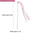 Pink and white cat wand toy with bell and tassel, 46cm length for interactive play - Pink Tassel Strip Cat Teaser