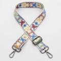 Ethnic style woven shoulder strap with butterfly embroidery and silver metal hooks - Style 361 / Gunmetal