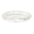 Bracciale di perle di cristallo bianco traslucido con ciondolo a forma di cuore - Cristallo di rocca