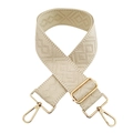 Detail of beige jacquard woven strap with golden lobster hooks and geometric pattern - Beige Apricot