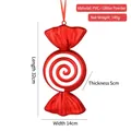 Red and white 32cm candy shaped hanging ornament with glitter and silk ribbon - 32cm Threaded Candy A