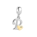 Silver letter P charm with gold heart for personalized necklaces and bracelets - Letter P