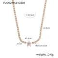 Gold star pendant necklace in titanium steel with zircon, length 38+5cm, model P2002MA - Gold