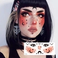 Waterproof face tattoo stickers featuring moon and star designs with blush effect - Moon Star Gothic Style (FF-036)