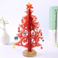 DIY red wooden Christmas tree tabletop ornament with colorful miniature hanging charms - Y1078/Medium 2-Piece/Red/Height 28CM