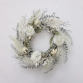 Christmas wreath with white roses, gold and silver balls on a white background - Nordic Simple White Rose Style (SDHH010-7)