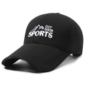 Casquette de baseball de sport noire avec bord allongé et broderie montagne blanche - Bord Étendu Noir (Broderie Blanche)