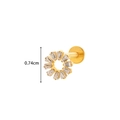 Piercing labret tournesol en titane F136 avec zircons dorés et diamètre de 0,74 cm - Style Fleur Ronde (4#) / Jaune d'Or