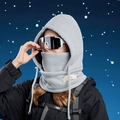 Cagoule tricotée grise avec cordon et doublure polaire pour la chaleur extérieure - Gris clair
