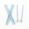 Light blue plastic toy ski set with crossed skis and two poles for 1/6 scale dolls - Mini Ski Strip / Sky Blue