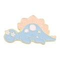 Cute cartoon blue stegosaurus enamel pin with pink plates and gold plated alloy edges - Blue Stegosaurus (XZ6982)