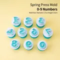 10-piece light blue spring press cookie mold set featuring numbers 0 to 9 for fondant - 0-9 Numbers Spring Press Mold