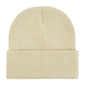 Classic knitted beanie hat in beige acrylic yarn for warm winter outdoor protection - One Size / Khaki