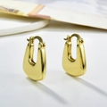 Eleganti orecchini a cerchio cavi a forma di U placcati in oro 18K per donna su fondo bianco - Oro(ZYN-DME267G)