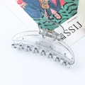 Elegant large clear acrylic shark hair claw clip displayed on an artistic catalog - Transparent Gray