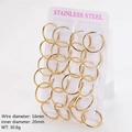 Golden 18K plated stainless steel 1.6mm hoop earrings with 20mm inner diameter - 20mm / Gold