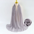 Lightweight grey pearl chiffon long scarf for women with elegant bubble texture detail - Gray