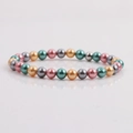 Colorful shell pearl bracelet with pink, gold, and grey beads on a white background - 6mm