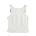 Minimalistische witte crop camisole voor dames met elegante kralen en metalen bandjes - XS / Wit
