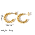 Golden C-shaped bead hoop earrings in stainless steel, size 20mm x 18mm - Gold Style (TE6065-G)