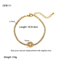 Specifiche dettagliate delle dimensioni per il bracciale in acciaio dorato 18k e zirconi - DFB111-Stile Ciondolo Tondo Dorato