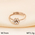 Bague réglable en or rose avec motif patte de chat en cristal, largeur 7mm, poids 1,3g - Style B Empreinte de Patte Incrustée (KR103465-GC)