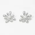 Eleganti orecchini a lobo a fiore in argento con una perla centrale dal design minimalista - Design a Fiore(PD3282) / Argento