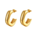 Orecchini a cerchio a C in acciaio inossidabile dorato con finitura lucida a specchio - Stile C-Shape Lucido Spesso(MS-107 Oro)