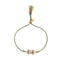 Gold-plated tarot charm bracelet with colorful braided rope and enamel inlay - White Bracelet (Multi-color Cord Cylindrical Bead)