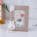 Cartoon 7-inch milk tea brown photo frame with 3D white bear and balloon design - Brown Bear-Vertical / 0.1