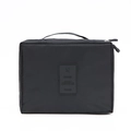 Black large capacity travel makeup bag with waterproof fabric and top handle - Black