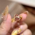 Vergoldeter offener Ring mit rotem Emaille-Flaschenkürbis und weißer Perle im Vintage-Stil - Ring Gold Rot (Echt Gold Vergoldet)
