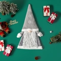 Gnomo natalizio grigio in peluche con cappello a fiocchi di neve e lunga barba bianca - Cappello per Albero in Maglia Gnomo Senza Volto Grigio / Grigio