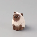 Hand-carved wooden Siamese cat ornament in beige and brown finish for desktop decor - Ragdoll Cat Ornament (Dark Brown)