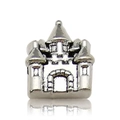 Antique silver castle charm bead in alloy metal with detailed towers for bracelets - 1pc Castle House Bead